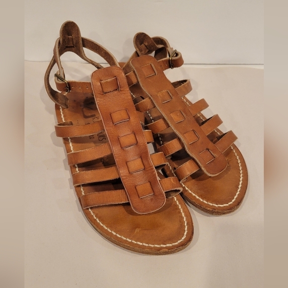 K. Jacques St Tropez Gladiator Sandals Brown Leather Size 36